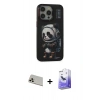 MARSİLYAN™- iPhone 13 Pro Max Kılıf Siluet Modern Özel Seri - Siyah Bilvis 5in1 5D Magic Hayalet Cam Ekran Koruyucu + Rainbow Kamera Lens Koruma Cam - REGD