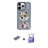 MARSİLYAN™- iPhone 13 Pro Max Kılıf Siluet Modern Özel Seri - Siyah Bilvis 5in1 5D Magic Hayalet Cam Ekran Koruyucu + Renkli Kamera Lens Koruma Cam - MI