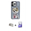 MARSİLYAN™- iPhone 13 Pro Max Kılıf Siluet Modern Özel Seri - Siyah Bilvis 5in1 5D Magic Hayalet Cam Ekran Koruyucu + Rainbow Kamera Lens Koruma Cam - REGD