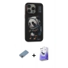 MARSİLYAN™- iPhone 13 Pro Max Kılıf Siluet Modern Özel Seri - Siyah Bilvis 5in1 5D Magic Hayalet Cam Ekran Koruyucu + Shine Kamera Lens Koruma Cam - GI