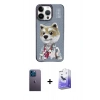 MARSİLYAN™- iPhone 13 Pro Max Kılıf Siluet Modern Özel Seri - Siyah Bilvis 5in1 5D Magic Hayalet Cam Ekran Koruyucu + Neon Fosforlu Kamera Lens - MI