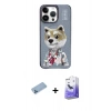 MARSİLYAN™- iPhone 13 Pro Max Kılıf Siluet Modern Özel Seri - Siyah Bilvis 5in1 5D Magic Hayalet Cam Ekran Koruyucu + Mavi Shine Kamera Lens Koruma Cam