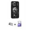 MARSİLYAN™- iPhone 13 Pro Max Kılıf Siluet Modern Özel Seri - Siyah Bilvis 5in1 5D Magic Hayalet Cam Ekran Koruyucu + Rainbow Kamera Lens Koruma Cam - MR