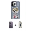 MARSİLYAN™- iPhone 13 Pro Max Kılıf Siluet Modern Özel Seri - Siyah Bilvis Hayalet Cam Ekran Koruyucu + Beyaz Neon Fosforlu Kamera Lens
