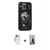 MARSİLYAN™- iPhone 13 Pro Max Kılıf Siluet Modern Özel Seri - Siyah Bilvis Hayalet Cam Ekran Koruyucu + Shine Kamera Lens - GD