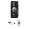 MARSİLYAN™- iPhone 13 Pro Max Kılıf Siluet Modern Özel Seri - Siyah Bilvis Hayalet Cam Ekran Koruyucu + Lacivert Pers Alüminyum Kamera Lens
