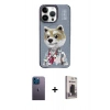 MARSİLYAN™- iPhone 13 Pro Max Kılıf Siluet Modern Özel Seri - Siyah Bilvis Hayalet Cam Ekran Koruyucu + Neon Fosforlu Kamera Lens - MI