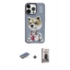 MARSİLYAN™- iPhone 13 Pro Max Kılıf Siluet Modern Özel Seri - Siyah Bilvis Hayalet Cam Ekran Koruyucu + Renkli Kamera Lens Koruma Cam - TU