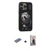 MARSİLYAN™- iPhone 13 Pro Max Kılıf Siluet Modern Özel Seri - Siyah Bilvis Hayalet Cam Ekran Koruyucu + Sarı Renkli Kamera Lens Koruma Cam