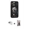 MARSİLYAN™- iPhone 13 Pro Max Kılıf Siluet Modern Özel Seri - Siyah Bilvis Hayalet Cam Ekran Koruyucu + Pers Alüminyum Kamera Lens - SABE