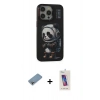 MARSİLYAN™- iPhone 13 Pro Max Kılıf Siluet Modern Özel Seri - Siyah Joko 5D Cam + Shine Kamera Lens Koruma Cam - GI