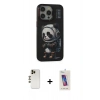 MARSİLYAN™- iPhone 13 Pro Max Kılıf Siluet Modern Özel Seri - Siyah Joko 5D Cam + Shine Kamera Lens - GD