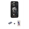 MARSİLYAN™- iPhone 13 Pro Max Kılıf Siluet Modern Özel Seri - Siyah Joko 5D Cam + Renkli Kamera Lens Koruma Cam - MI