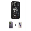 MARSİLYAN™- iPhone 13 Pro Max Kılıf Siluet Modern Özel Seri - Siyah Joko 5D Cam + Neon Fosforlu Kamera Lens - YL