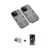 MARSİLYAN™- iPhone 13 Pro Max Kılıf Ufuk Doku Prime - Şeffaf 360 Full Body Arka Koruyucu + Mavi Rainbow Kamera Lens Koruma Cam