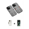 MARSİLYAN™- iPhone 13 Pro Max Kılıf Ufuk Doku Prime - Şeffaf 360 Full Body Arka Koruyucu + Shine Kamera Lens - GD
