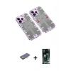 MARSİLYAN™- iPhone 13 Pro Max Kılıf Ufuk Doku Prime - Şeffaf 360 Full Body Arka Koruyucu + Renkli Kamera Lens Koruma Cam - TU