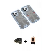 MARSİLYAN™- iPhone 13 Pro Max Kılıf Ufuk Doku Prime - Şeffaf Maxco Cam Ekran Koruyucu + Raze Metal Kamera Lens - GD