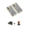 MARSİLYAN™- iPhone 13 Pro Max Kılıf Ufuk Doku Prime - Şeffaf Maxco Cam Ekran Koruyucu + Raze Metal Kamera Lens - GD