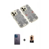 MARSİLYAN™- iPhone 13 Pro Max Kılıf Ufuk Doku Prime - Şeffaf Maxco Cam Ekran Koruyucu + Neon Fosforlu Kamera Lens - MI