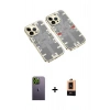 MARSİLYAN™- iPhone 13 Pro Max Kılıf Ufuk Doku Prime - Şeffaf Maxco Cam Ekran Koruyucu + Neon Fosforlu Kamera Lens - YL