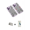 MARSİLYAN™- iPhone 13 Pro Max Kılıf Ufuk Doku Prime - Şeffaf Pasifik Cam Ekran Koruyucu + Beyaz Rainbow Kamera Lens Koruma Cam