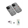 MARSİLYAN™- iPhone 13 Pro Max Kılıf Ufuk Doku Prime - Şeffaf Pasifik Cam Ekran Koruyucu + Pers Alüminyum Kamera Lens - GI