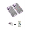 MARSİLYAN™- iPhone 13 Pro Max Kılıf Ufuk Doku Prime - Şeffaf Pasifik Cam Ekran Koruyucu + Pers Alüminyum Kamera Lens - GI