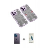 MARSİLYAN™- iPhone 13 Pro Max Kılıf Ufuk Doku Prime - Şeffaf Pasifik Cam Ekran Koruyucu + Neon Fosforlu Kamera Lens - MI