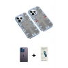 MARSİLYAN™- iPhone 13 Pro Max Kılıf Ufuk Doku Prime - Şeffaf Pasifik Cam Ekran Koruyucu + Neon Fosforlu Kamera Lens - MI