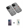 MARSİLYAN™- iPhone 13 Pro Max Kılıf Ufuk Doku Prime - Şeffaf Pasifik Cam Ekran Koruyucu + Neon Fosforlu Kamera Lens - MI