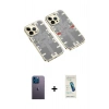 MARSİLYAN™- iPhone 13 Pro Max Kılıf Ufuk Doku Prime - Şeffaf Pasifik Cam Ekran Koruyucu + Neon Fosforlu Kamera Lens - MI