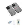 MARSİLYAN™- iPhone 13 Pro Max Kılıf Ufuk Doku Prime - Şeffaf Pasifik Cam Ekran Koruyucu + Shine Kamera Lens Koruma Cam - MI