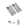 MARSİLYAN™- iPhone 13 Pro Max Kılıf Ufuk Doku Prime - Şeffaf Pasifik Cam Ekran Koruyucu + Pers Alüminyum Kamera Lens - GD
