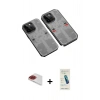 MARSİLYAN™- iPhone 13 Pro Max Kılıf Ufuk Doku Prime - Şeffaf Pasifik Cam Ekran Koruyucu + Pers Alüminyum Kamera Lens - KI