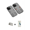MARSİLYAN™- iPhone 13 Pro Max Kılıf Ufuk Doku Prime - Şeffaf Pasifik Cam Ekran Koruyucu + Rainbow Kamera Lens Koruma Cam - REGD