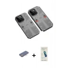 MARSİLYAN™- iPhone 13 Pro Max Kılıf Ufuk Doku Prime - Şeffaf Pasifik Cam Ekran Koruyucu + Renkli Kamera Lens Koruma Cam - MI