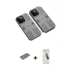 MARSİLYAN™- iPhone 13 Pro Max Kılıf Ufuk Doku Prime - Şeffaf Pasifik Cam Ekran Koruyucu + Renkli Kamera Lens Koruma Cam - SI