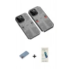 MARSİLYAN™- iPhone 13 Pro Max Kılıf Ufuk Doku Prime - Şeffaf Pasifik Cam Ekran Koruyucu + Shine Kamera Lens Koruma Cam - PE