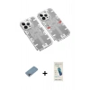 MARSİLYAN™- iPhone 13 Pro Max Kılıf Ufuk Doku Prime - Şeffaf Pasifik Cam Ekran Koruyucu + Shine Kamera Lens Koruma Cam - GI