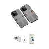 MARSİLYAN™- iPhone 13 Pro Max Kılıf Ufuk Doku Prime - Şeffaf Pasifik Cam Ekran Koruyucu + Sierra Blue Pers Alüminyum Kamera Lens