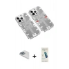 MARSİLYAN™- iPhone 13 Pro Max Kılıf Ufuk Doku Prime - Şeffaf Pasifik Cam Ekran Koruyucu + Sierra Blue Pers Alüminyum Kamera Lens
