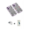 MARSİLYAN™- iPhone 13 Pro Max Kılıf Ufuk Doku Prime - Şeffaf Pasifik Cam Ekran Koruyucu + Sierra Blue Pers Alüminyum Kamera Lens