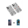 MARSİLYAN™- iPhone 13 Pro Max Kılıf Ufuk Doku Prime - Siyah 18D Cam Ekran Koruyucu + Neon Fosforlu Kamera Lens - MI