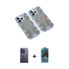 MARSİLYAN™- iPhone 13 Pro Max Kılıf Ufuk Doku Prime - Siyah 18D Cam Ekran Koruyucu + Neon Fosforlu Kamera Lens - MI