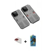 MARSİLYAN™- iPhone 13 Pro Max Kılıf Ufuk Doku Prime - Siyah 18D Cam Ekran Koruyucu + Pers Alüminyum Kamera Lens - KI