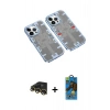 MARSİLYAN™- iPhone 13 Pro Max Kılıf Ufuk Doku Prime - Siyah 18D Cam Ekran Koruyucu + Raze Metal Kamera Lens - GD
