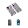 MARSİLYAN™- iPhone 13 Pro Max Kılıf Ufuk Doku Prime - Siyah 18D Cam Ekran Koruyucu + Neon Fosforlu Kamera Lens - YL