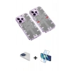 MARSİLYAN™- iPhone 13 Pro Max Kılıf Ufuk Doku Prime - Siyah 3D Antistatik Cam Ekran Koruyucu + Pers Alüminyum Kamera Lens - LT