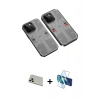 MARSİLYAN™- iPhone 13 Pro Max Kılıf Ufuk Doku Prime - Siyah 3D Antistatik Cam Ekran Koruyucu + Rainbow Kamera Lens Koruma Cam - REGD